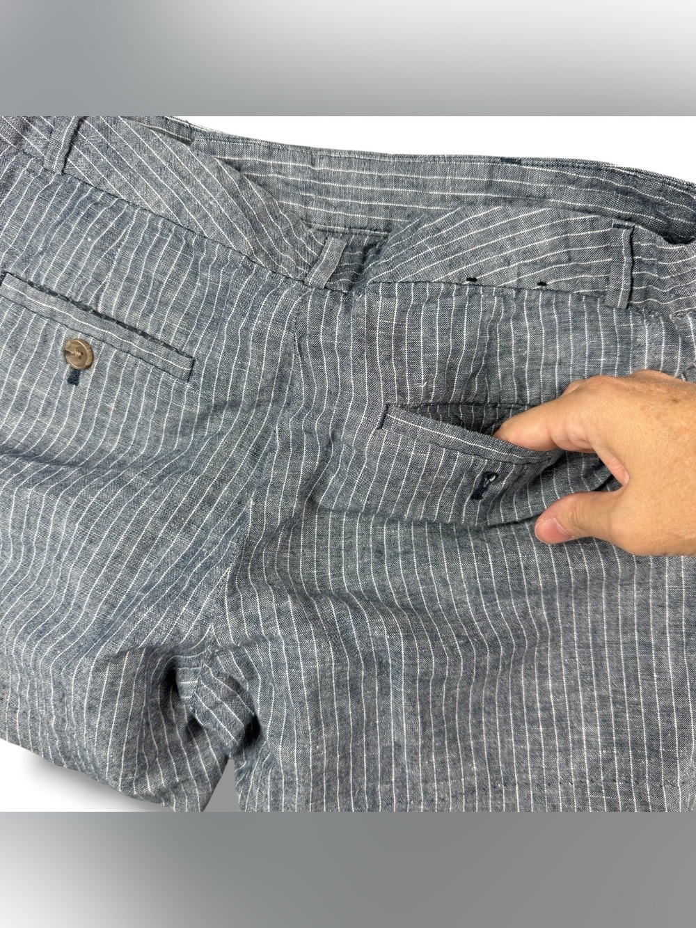 Banana Republic Women’s Linen Blend‎ Pinstripe Shorts Gray Size 4 Waist 31 - Picture 6 of 10